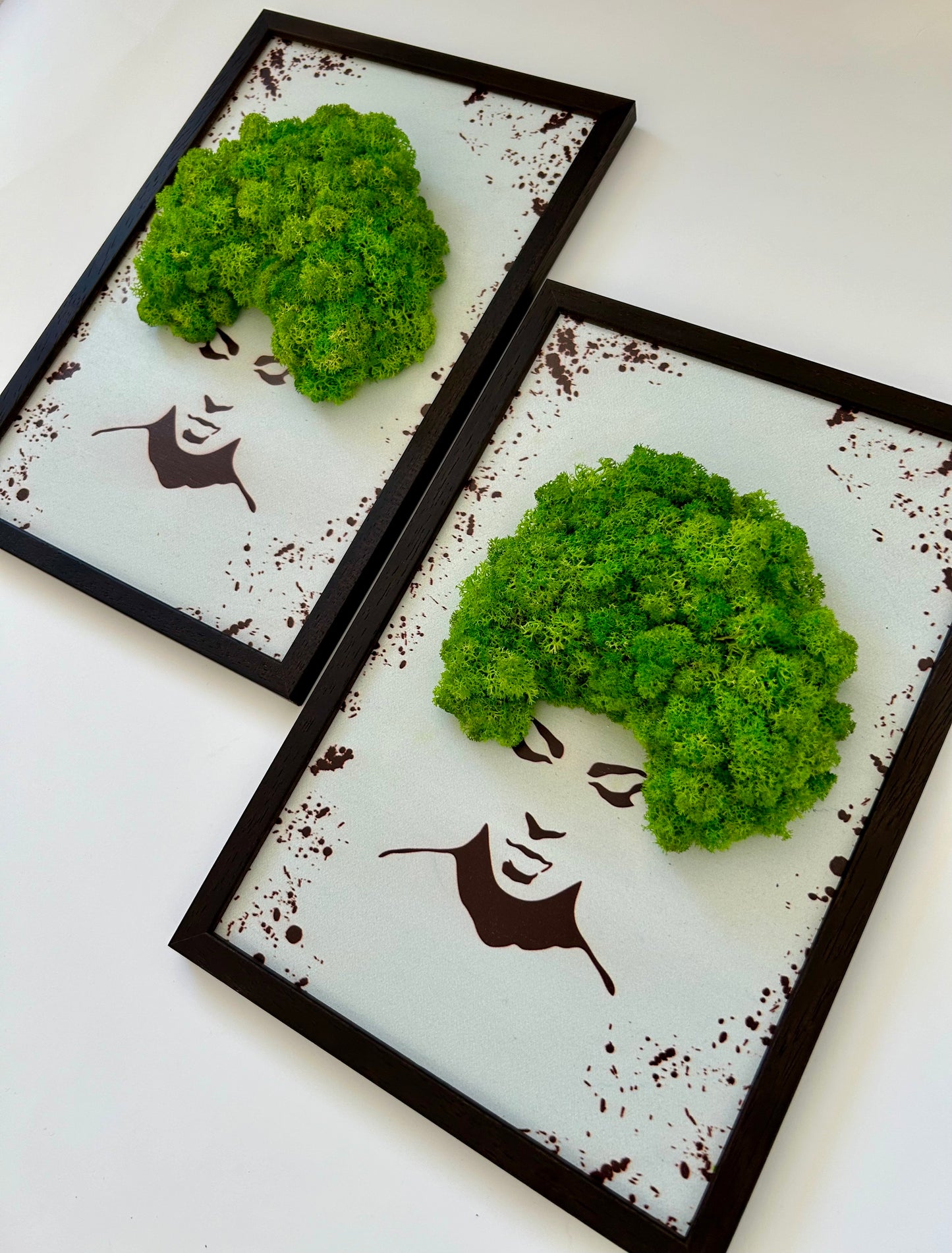 Grass Green Moss Woman Face Wall Art