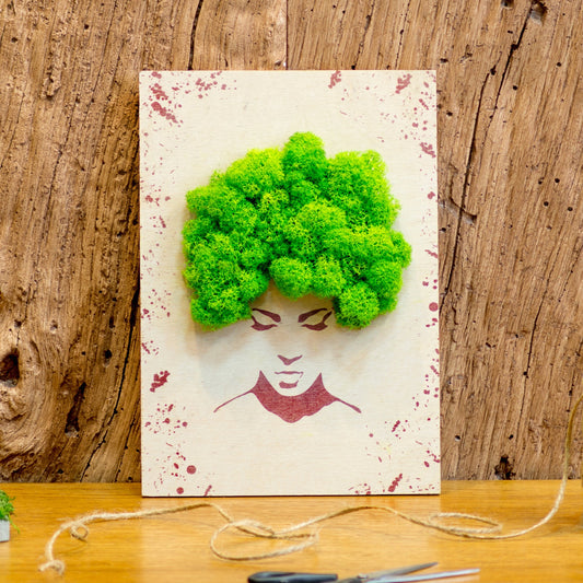 Grass Green Moss Woman Face Wall Art