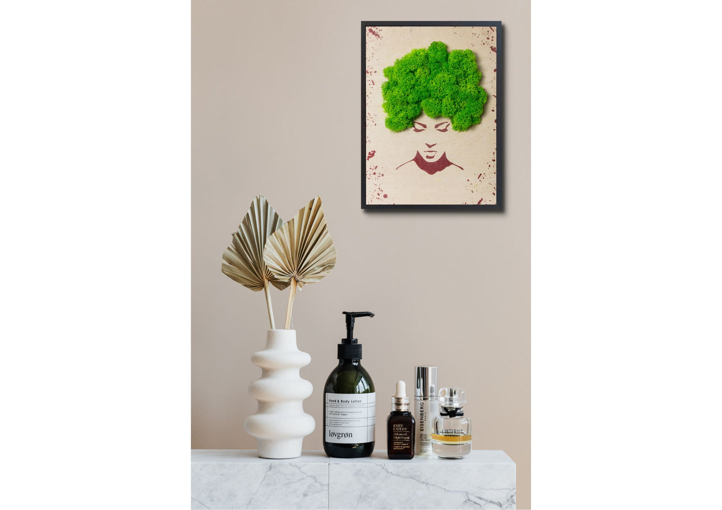 Grass Green Moss Woman Face Wall Art