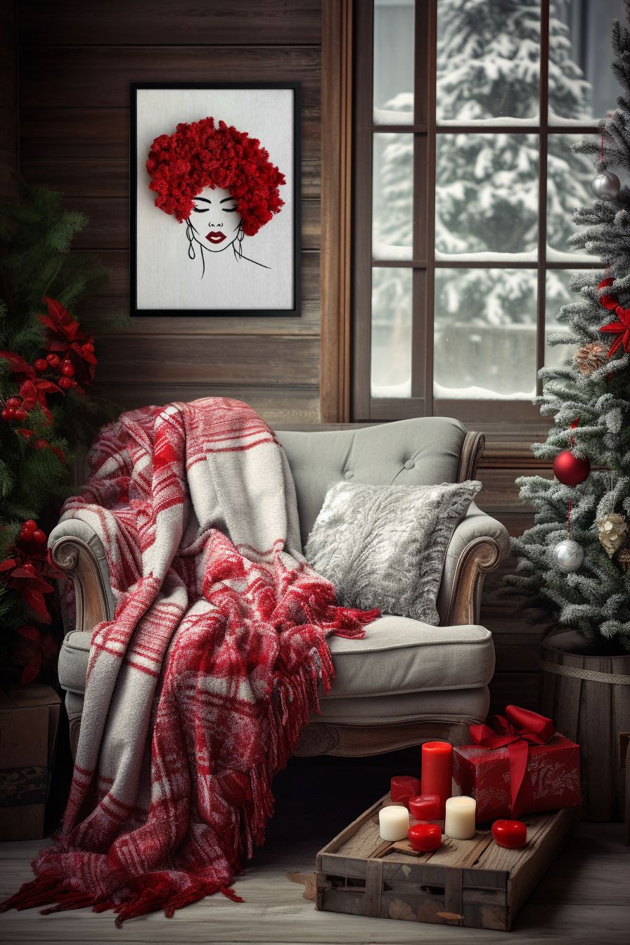 Framed Red Moss Hair Wall Art