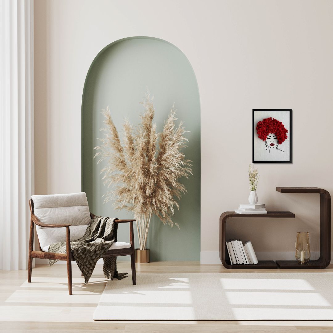 Framed Red Moss Hair Wall Art