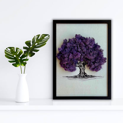 Unique Wall Moss Purple Tree Art