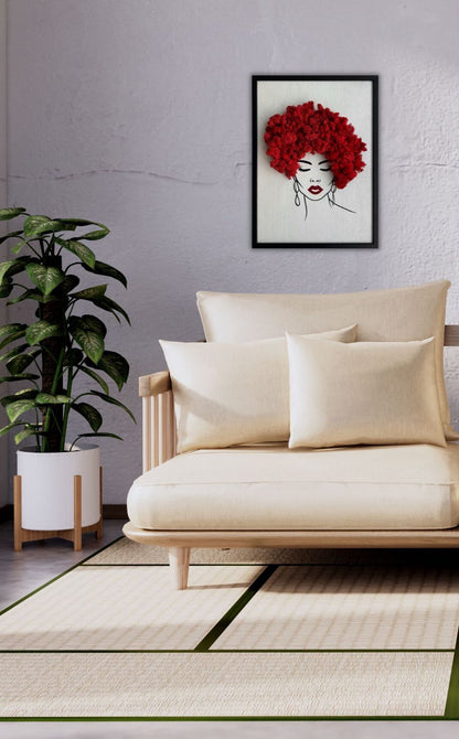 Framed Red Moss Hair Wall Art