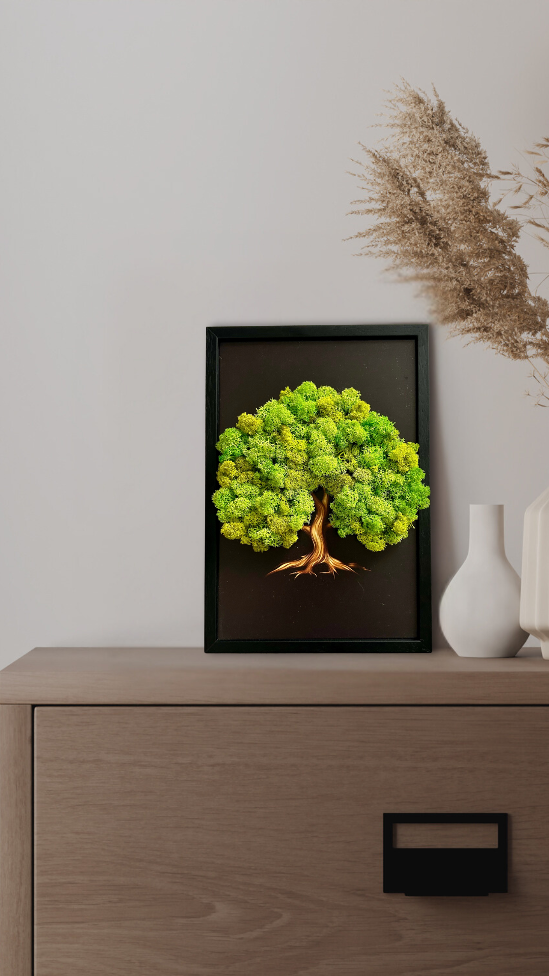 Handgefertigtes Moosbild auf Holz "Grüner Baum" – stilvoller Wanddekor für Sie oder als kreative Geschenkidee. 🌿100 % natur 🌿 Attraktive Preise & Schneller Versand 