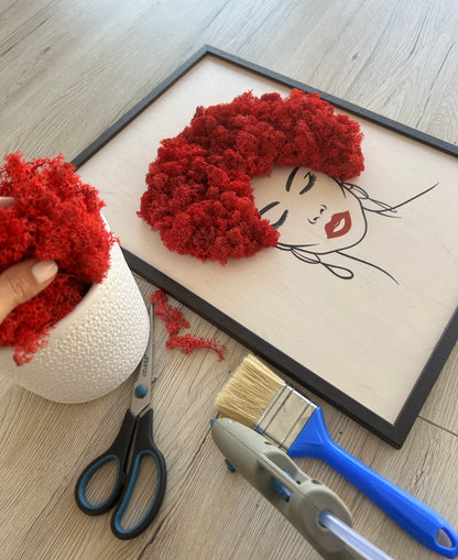 Framed Red Moss Hair Wall Art
