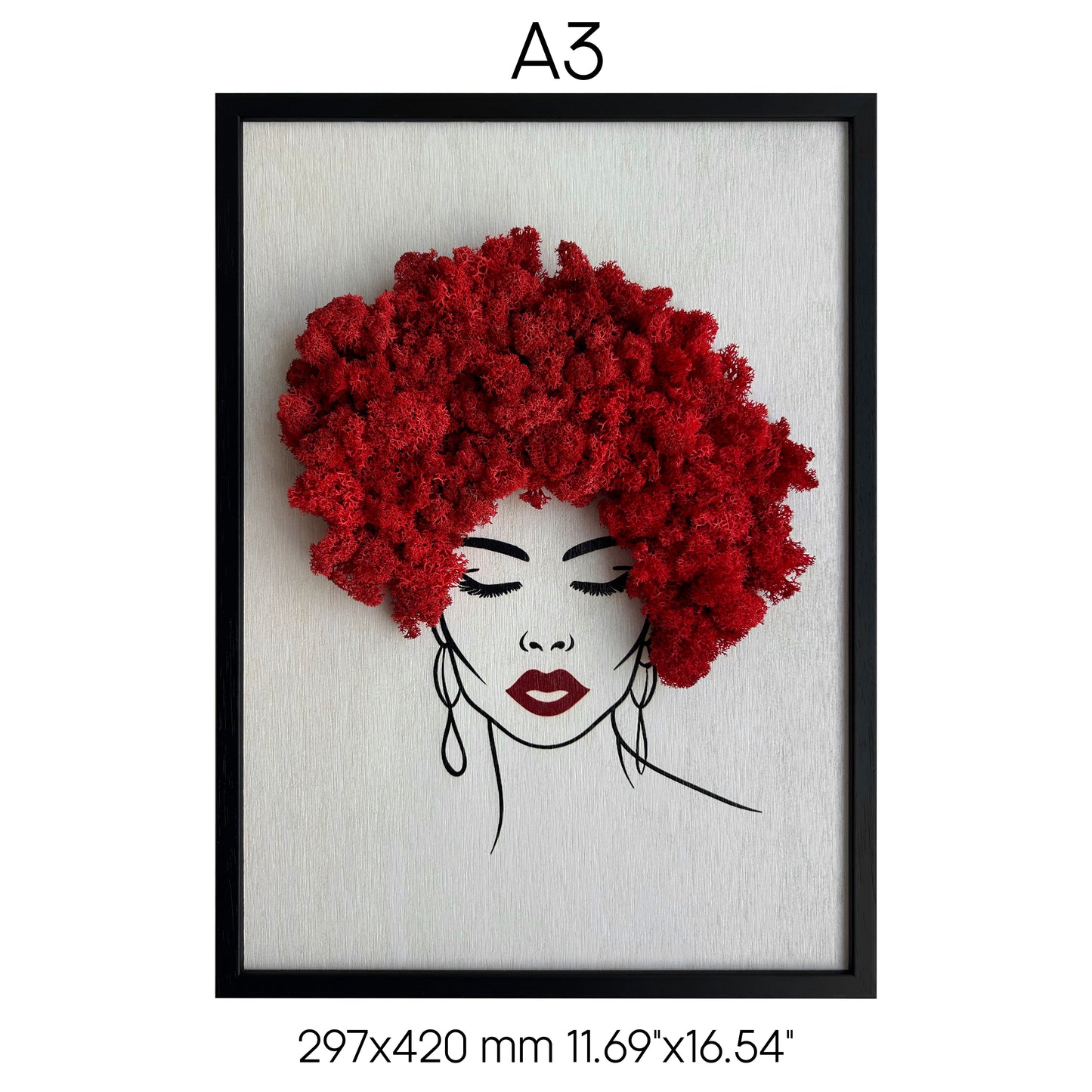 Framed Red Moss Hair Wall Art