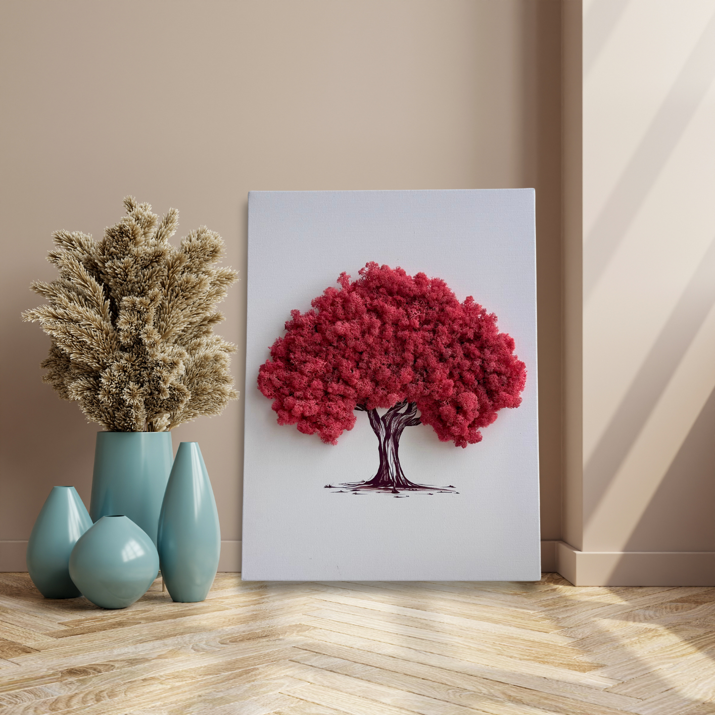 Handgefertigtes Moosbild auf Holz "Sakura" – stilvoller Wanddekor für Sie oder als kreative Geschenkidee. 🌿100 % Natür 🌿 Attraktive Preise & Schneller Versand 