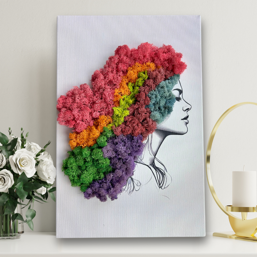 Colorful Moss Female Hair Wall Art (canvas)