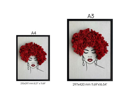 Framed Red Moss Hair Wall Art